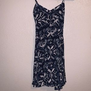 Blue And White Patterned Spaghetti Strap Dress